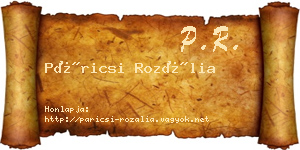 Páricsi Rozália névjegykártya